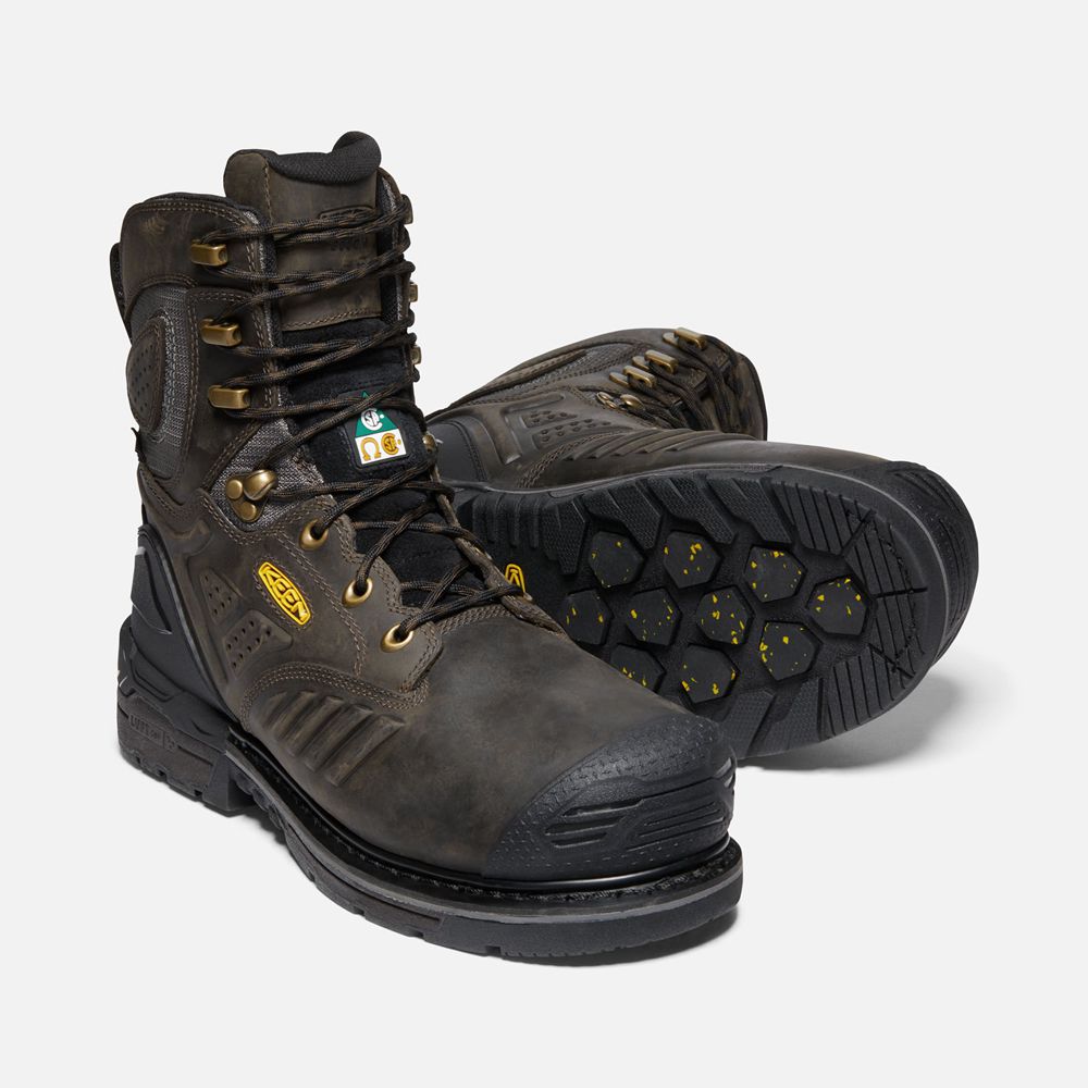 Cizme Keen Romania Barbati Negrii Maro Csa Philadelphia+ 8\" Insulated Waterproof (Carbon-Fiber Toe)